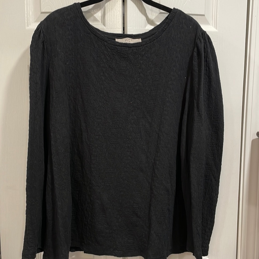 Loft Black Puff Sleeve Top